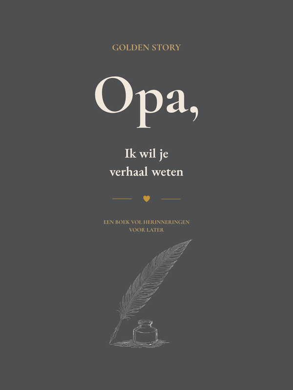 Voorkant van het invulboek Opa, ik wil je verhaal weten in donkergrijs